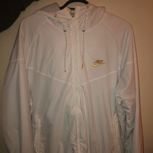 Men’s Nike white windbreaker with fleece lining